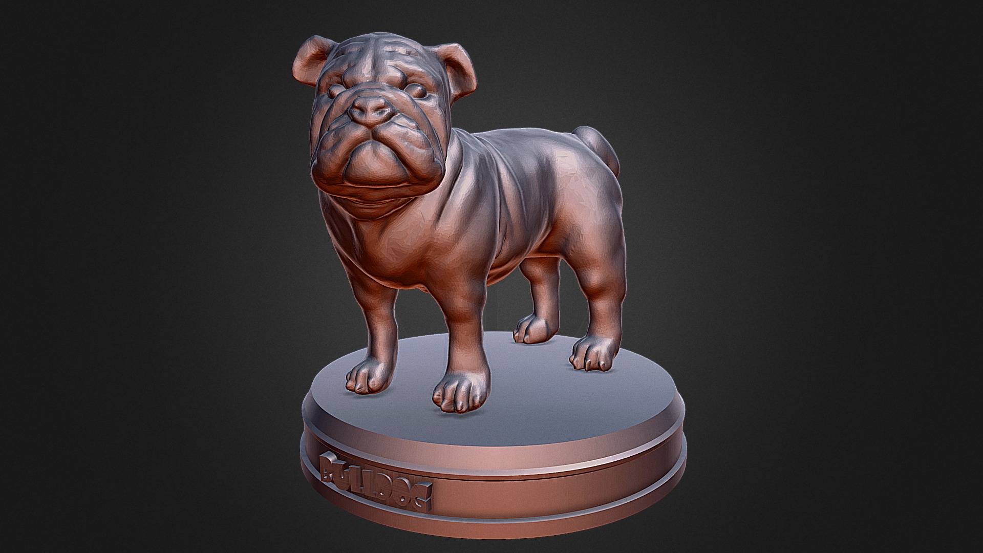 3D model Realistic Bulldog - This is a 3D model of the Realistic Bulldog. The 3D model is about a statue of a dog.