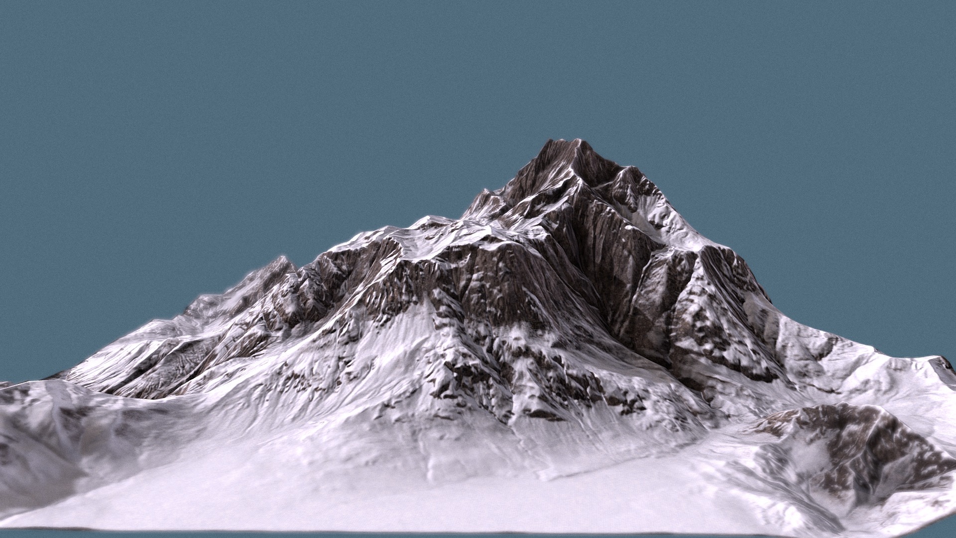3D model Mountain terrain under the snow - This is a 3D model of the Mountain terrain under the snow. The 3D model is about a mountain covered in snow.