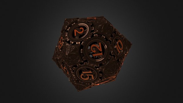 D20 Bronze-Copper 3D Model
