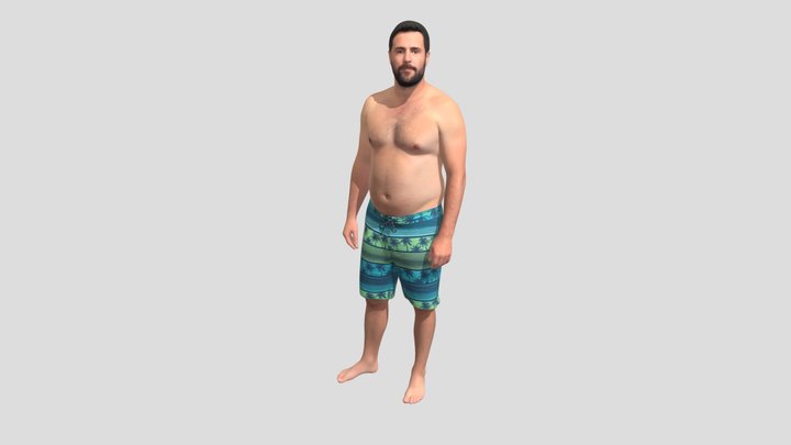 Tropical Palm Tree Board Shorts Portrait – Free 3D Model STL