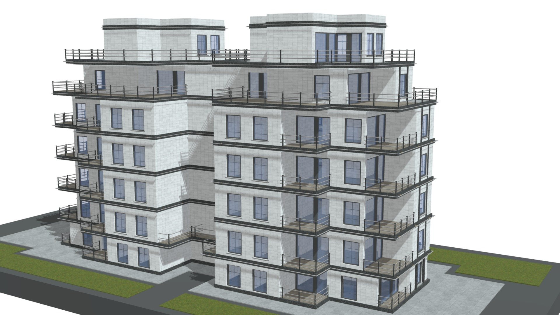 residential complex modern apartment building - Download Free 3D model ...