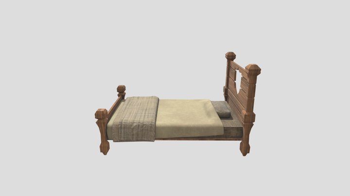 Old Medieval Bed 3D Model