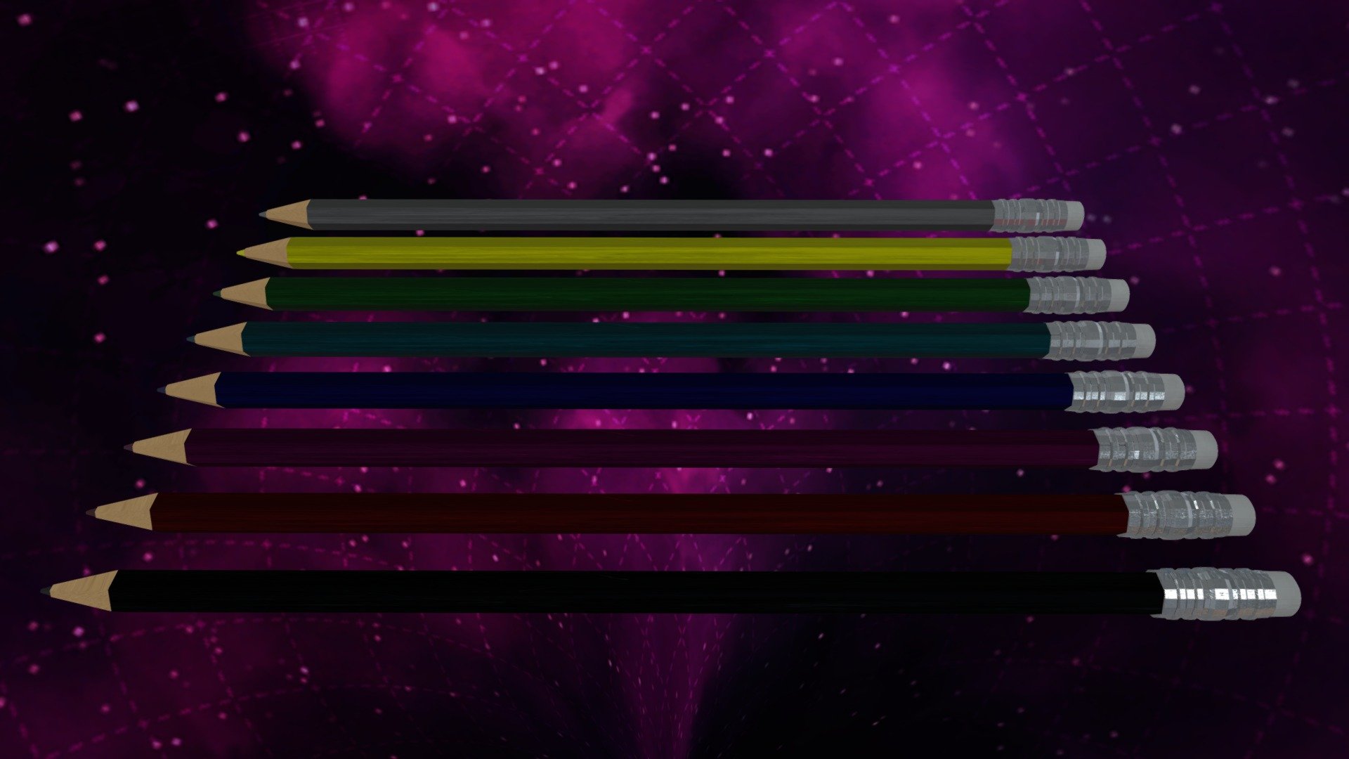 Pencils With Rubbers FBX Low Poly FREE