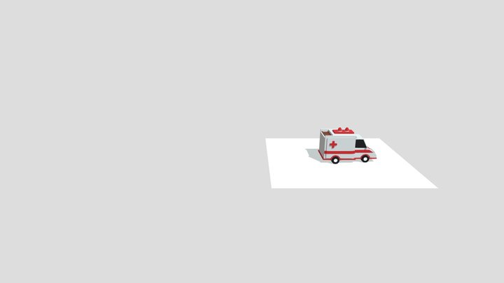 Stylized Ambulance Van Low Poly Model 3D Model