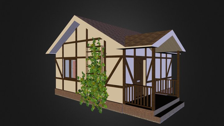 Дом 6х6 эконом-класса из газосиликата 3D Model