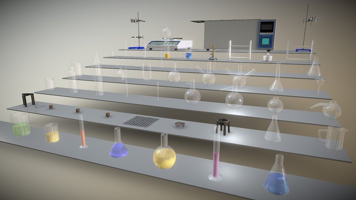 Chemistry Equipment Full Set 3D Model