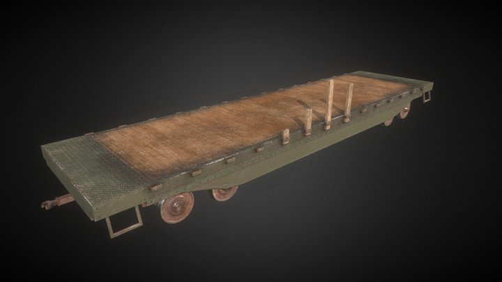 Flatbed Railroad Car 3D Model