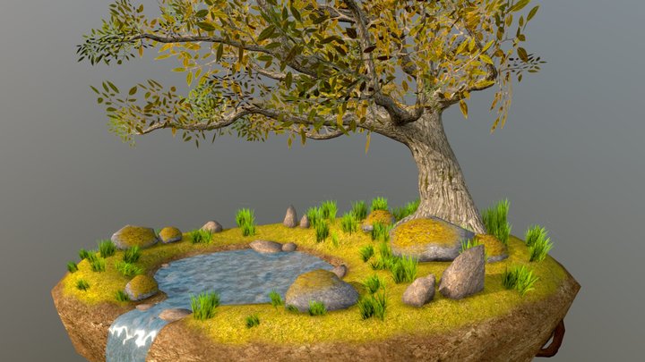 Floating Tree Island 3D Model
