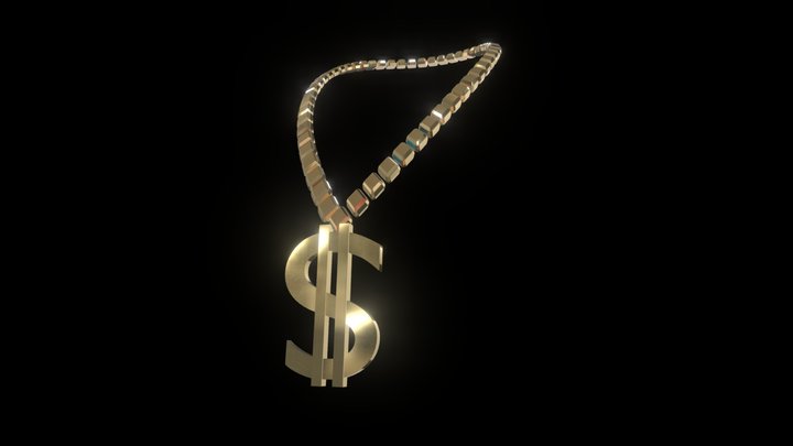 Gold Necklace Chain With Dollar 3D Model