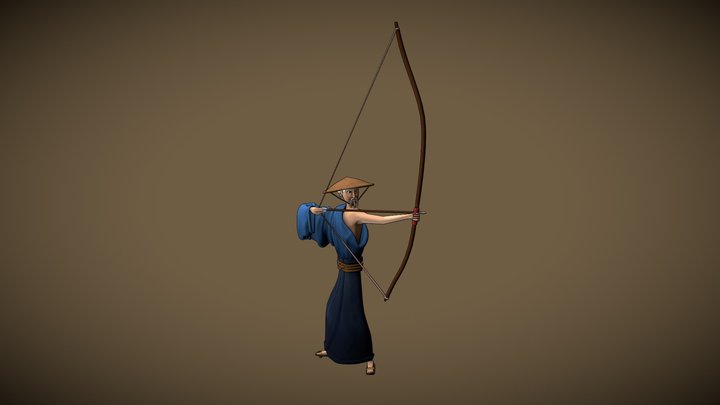 Stylized Japanese Archer 3D Model