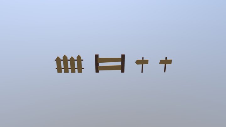 Cercas E Placas 3D Model