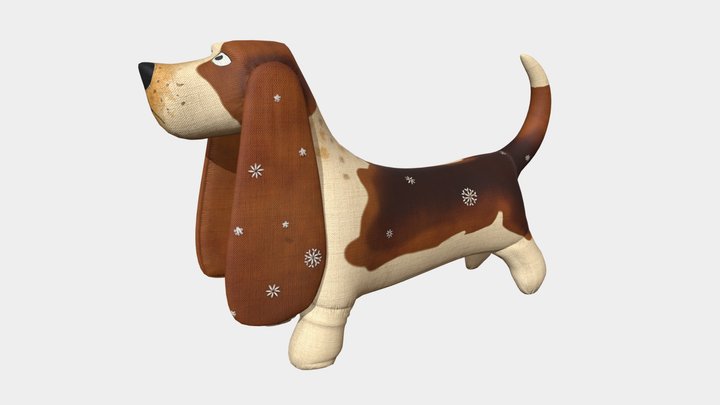 Basset Dog Fabric Toy 3D Model