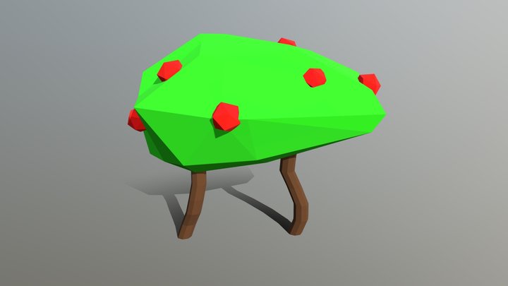 Big Low Poly Berry Bush 3D Model