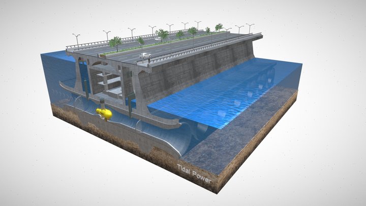 Tidal Power Plant 3D Model