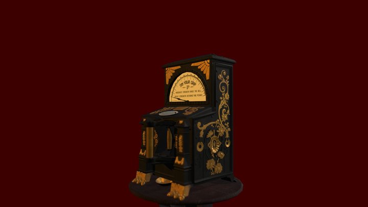Gold Victorian Arcade Machine Try Your Grip 1890 3D Model