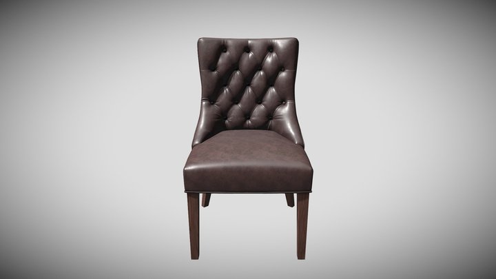 Hayes Tufted leather Dining Chair 3D Model