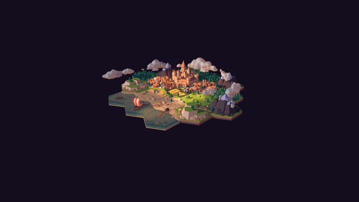 Boardgame low-poly location preview 3D Model