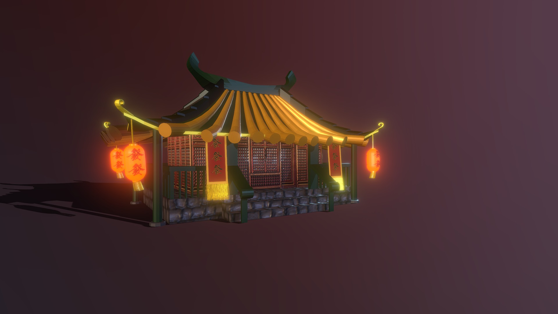 3D model Chinese House - This is a 3D model of the Chinese House. The 3D model is about a colorful building with lights.