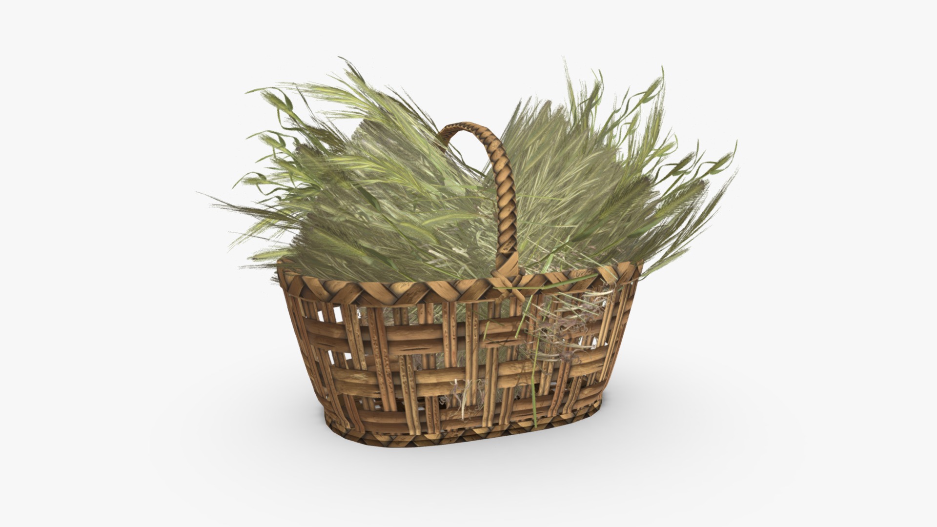3D model Harvested Barley in a Wicker Basket - This is a 3D model of the Harvested Barley in a Wicker Basket. The 3D model is about a small wooden model of a pineapple.