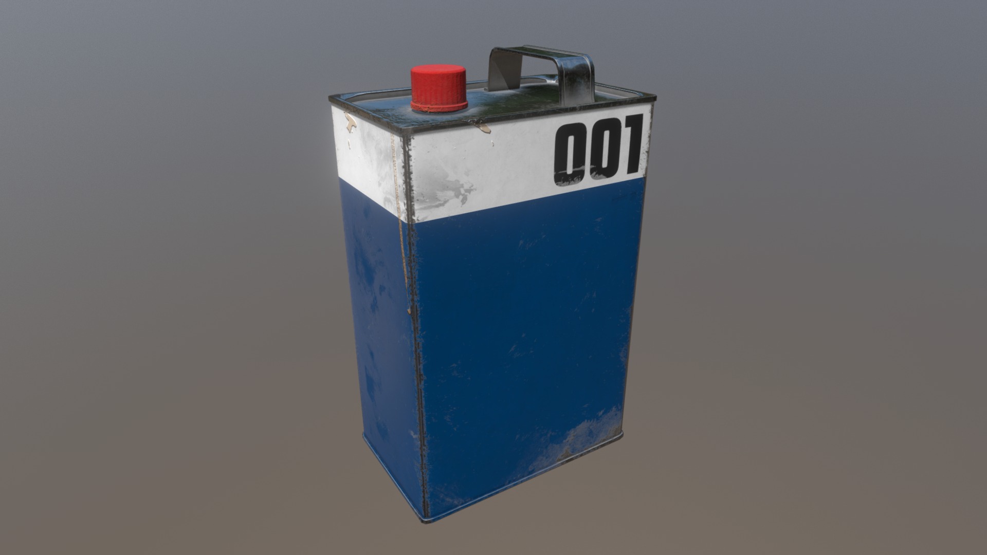 3D model Oil Canister - This is a 3D model of the Oil Canister. The 3D model is about a blue and white box.