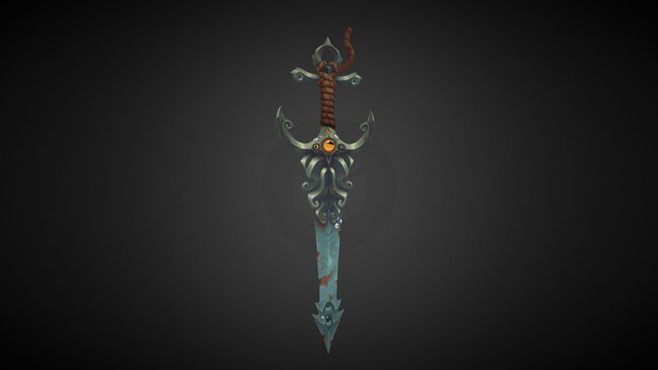 Handpainted Stylized Anchor Sword 3D Model