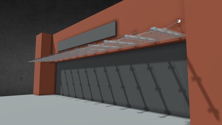 Üveg előtető 2m-es kiállással 3D Model