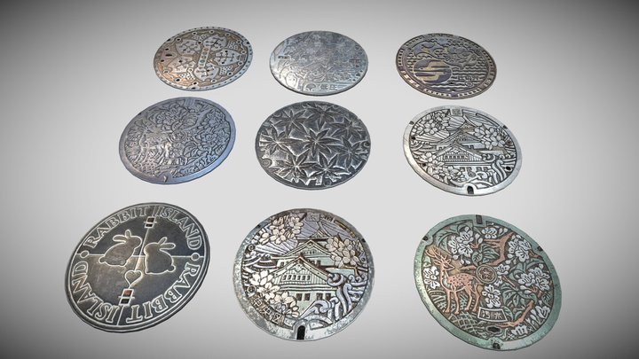 Japanese sewer cover 3D Model