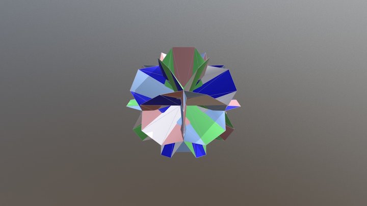 Polyhedron with regular folded heptagons 3D Model
