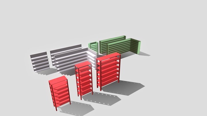 Low Poly Shelf Pack - Vertex Colouring 3D Model