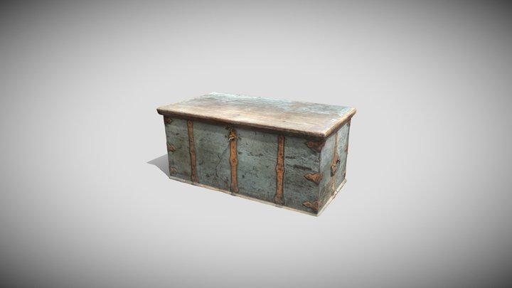 Rustic antique wooden chest 3D Model