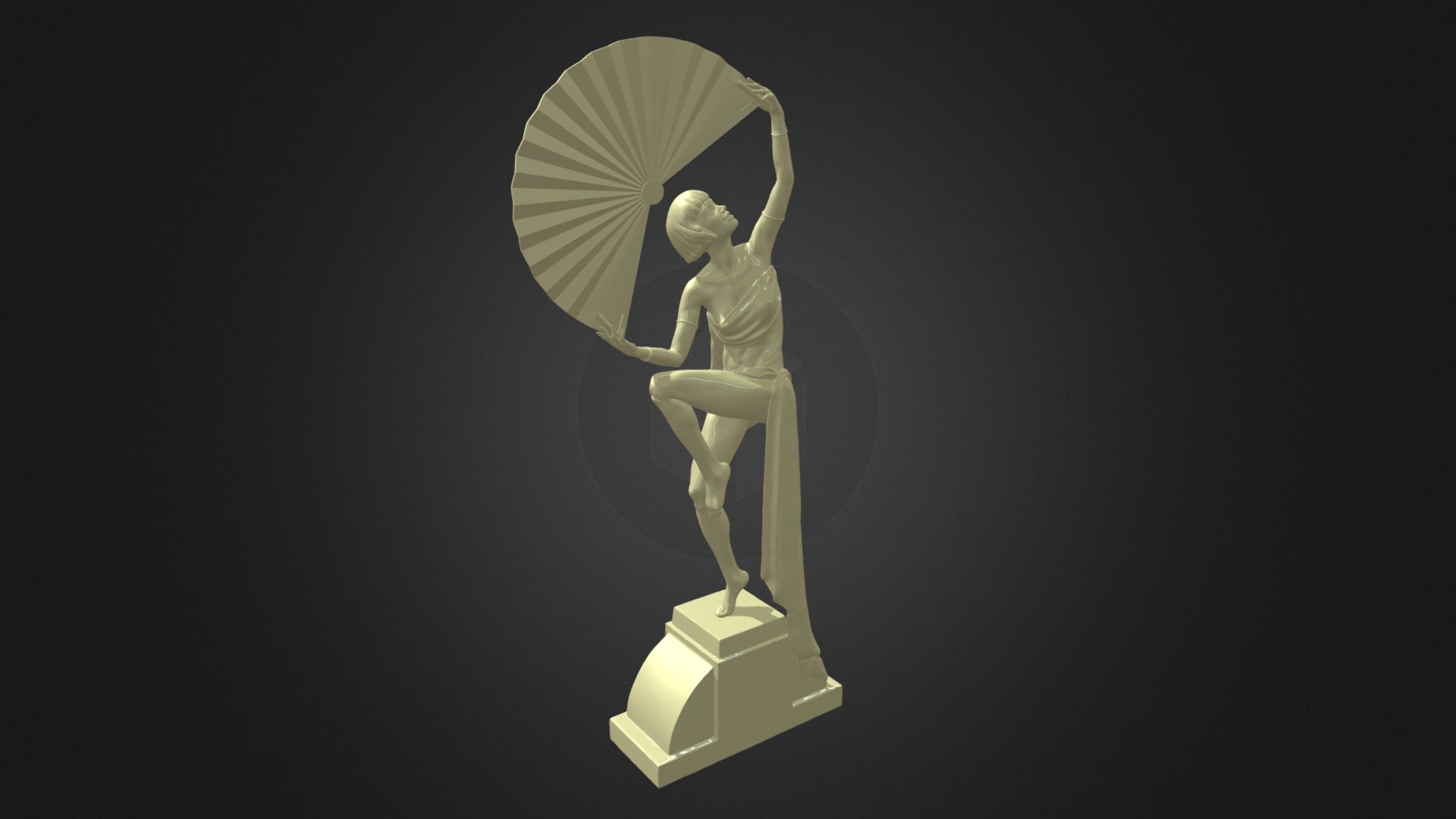 3D model Art Deco Sculpture1 3D Printable - This is a 3D model of the Art Deco Sculpture1 3D Printable. The 3D model is about a statue of a person holding an umbrella.