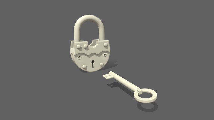 Padlock Low Poly AO and Normal Map 3D Model