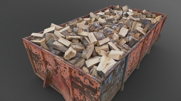 Truckload container of wood 3D Model