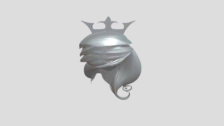 Silhouette of a crowned woman with long hair 3D Model