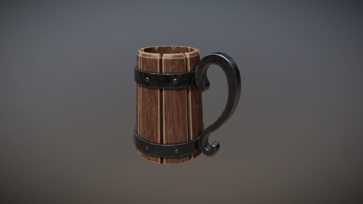 Lowpoly wood mug 3D Model