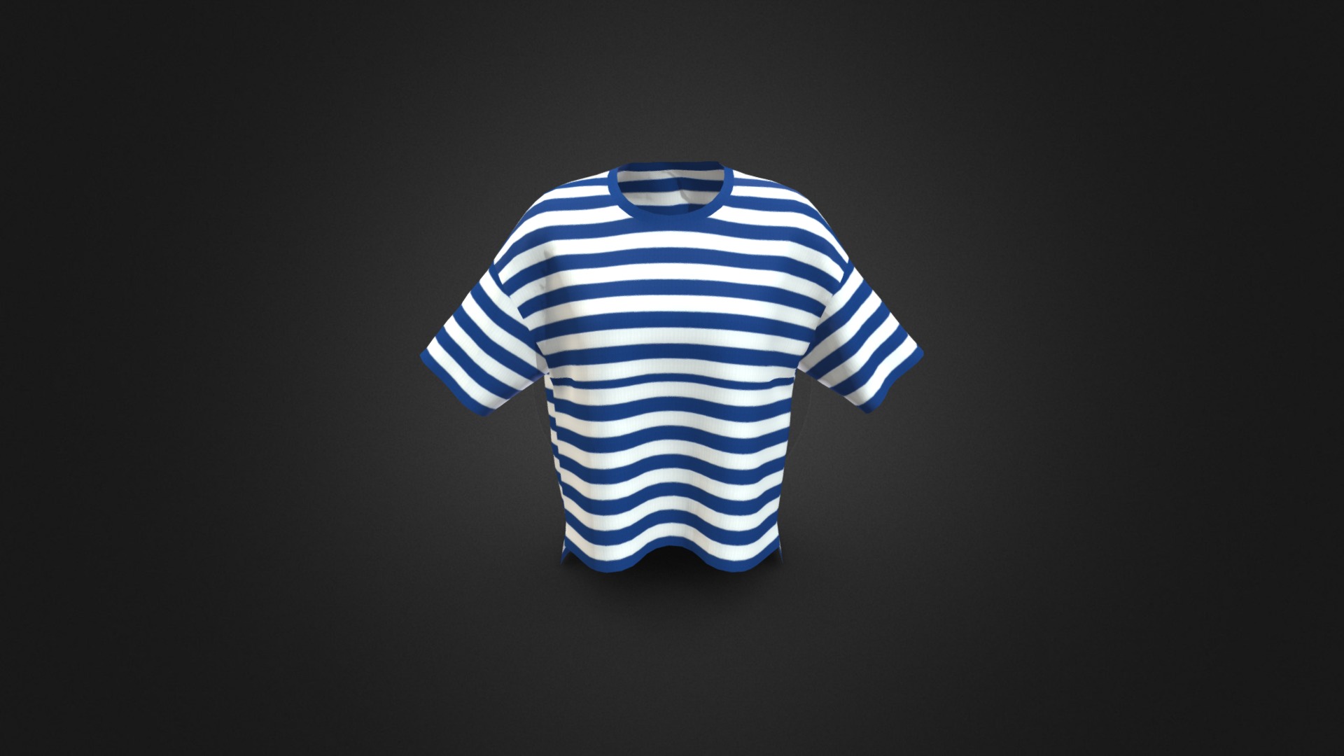 3D model Blue color Front T-shirt - This is a 3D model of the Blue color Front T-shirt. The 3D model is about a blue and white striped shirt.