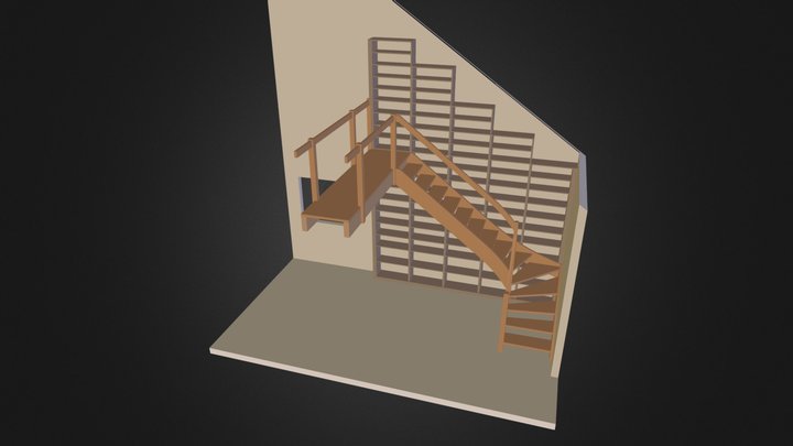 Biblioteka przy schodach 3D Model