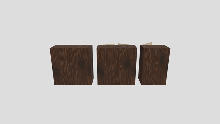 Wooden Cabinet with Opening Doors and Shelves 3D Model