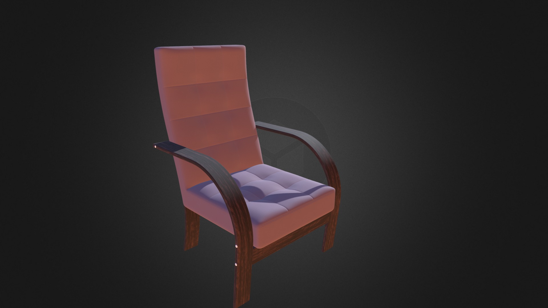 3D model Pink Wooden Chair - This is a 3D model of the Pink Wooden Chair. The 3D model is about a chair with a cushion.