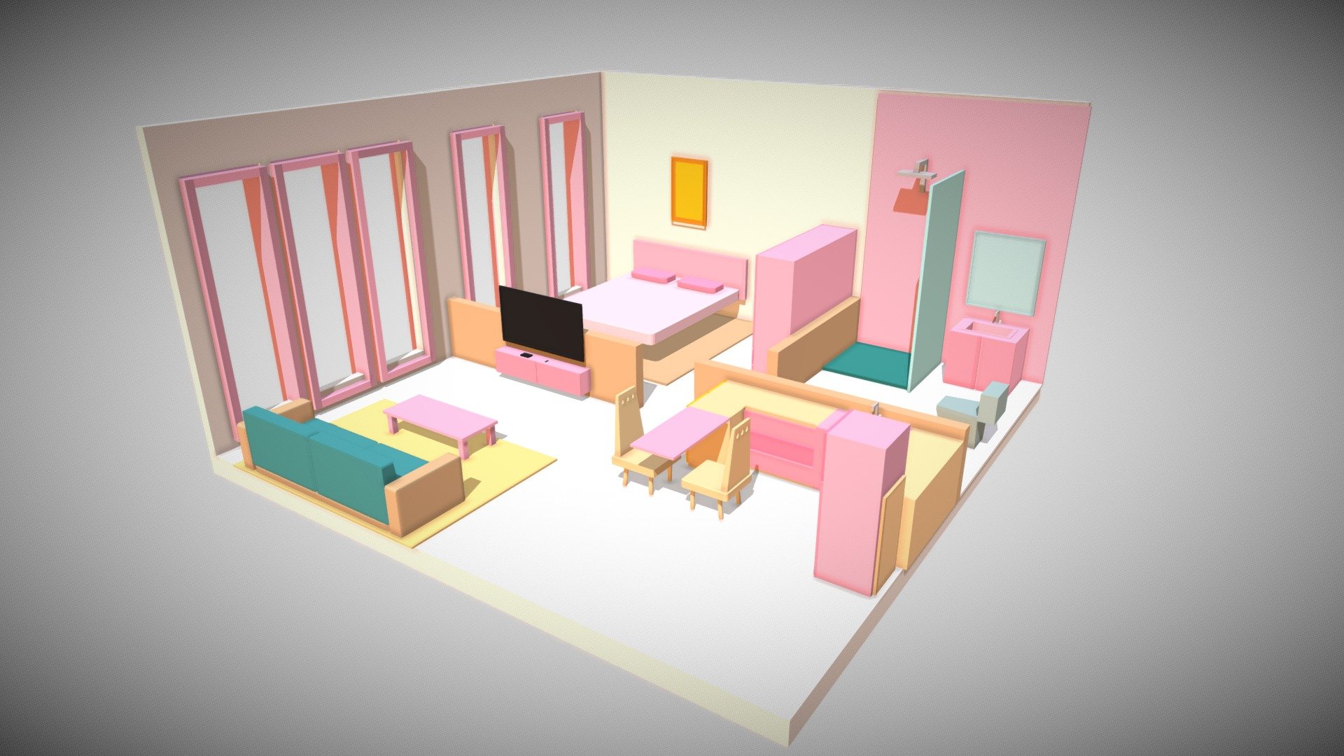 Room with Blender Model 3D model by kanokmon.r [60072ad] Sketchfab