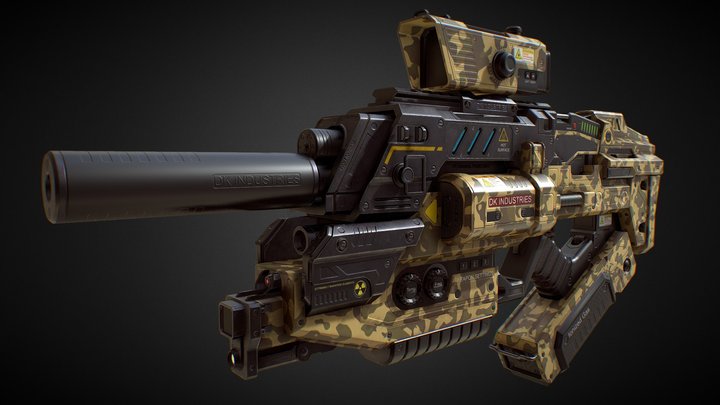 PBR Assault Plasma Gun (Cammo Skin 2) 3D Model