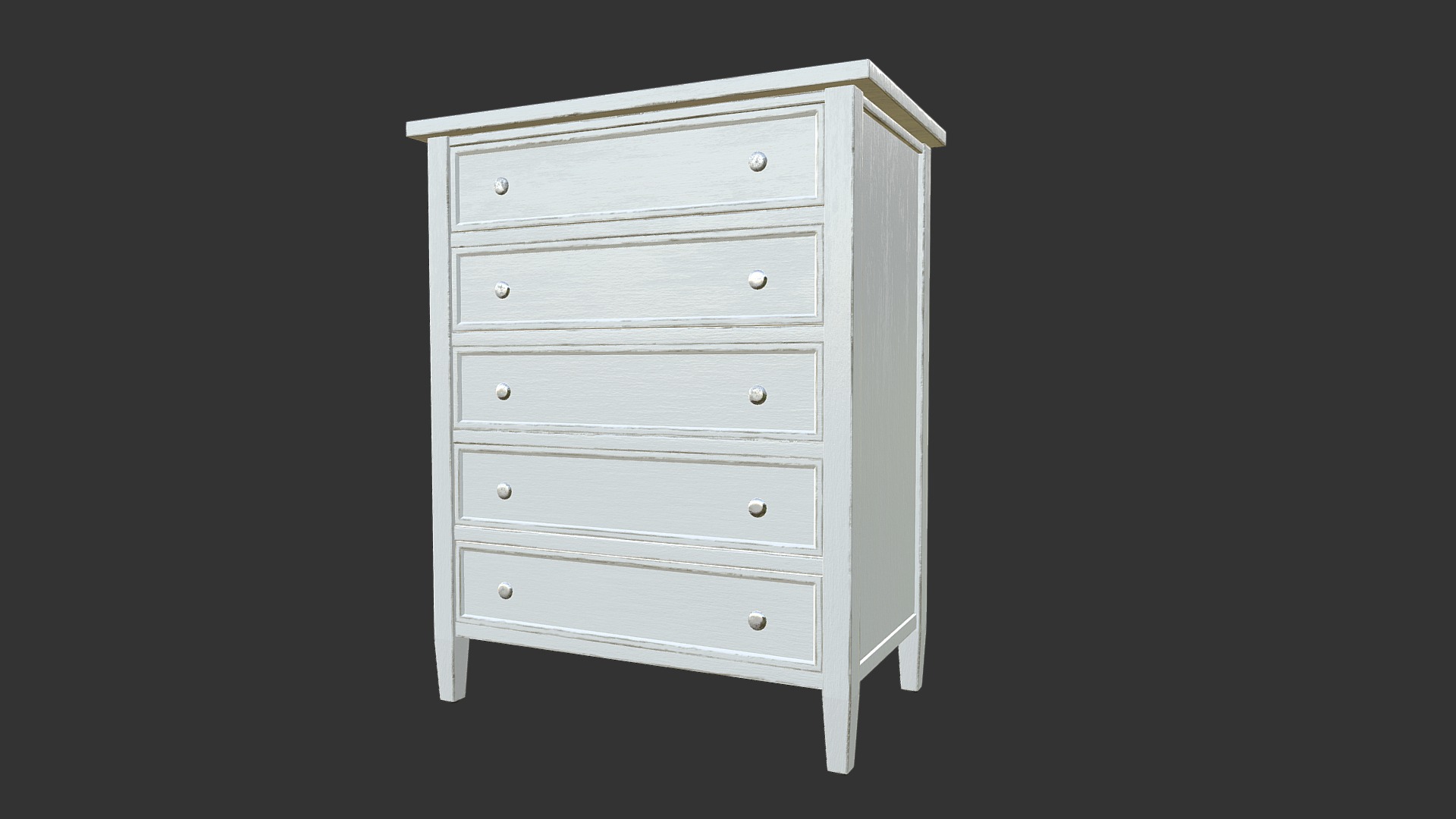 3D model Commode High Vintage - This is a 3D model of the Commode High Vintage. The 3D model is about a white dresser with drawers.