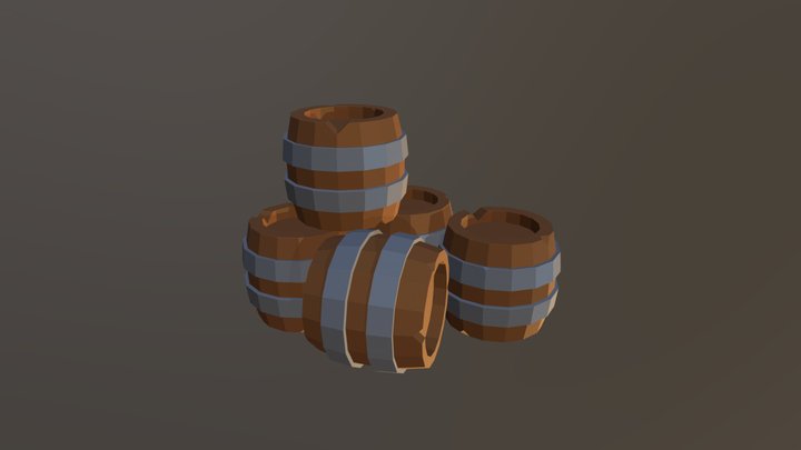 Lowpoly Barrel 3D Model
