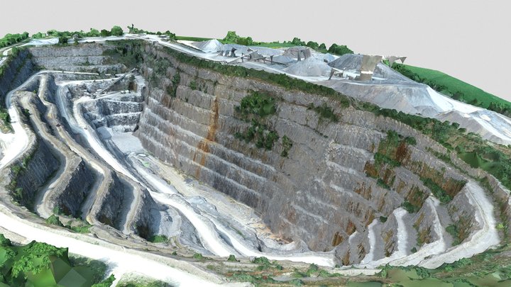 Levé topo par drone d'une carrière 3D Model
