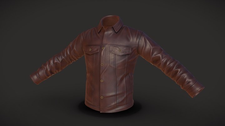 Brown Leather Jacket 3D Model
