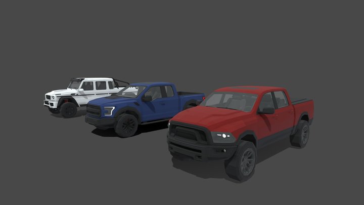 LOW POLY PICKUP PACK 3D Model