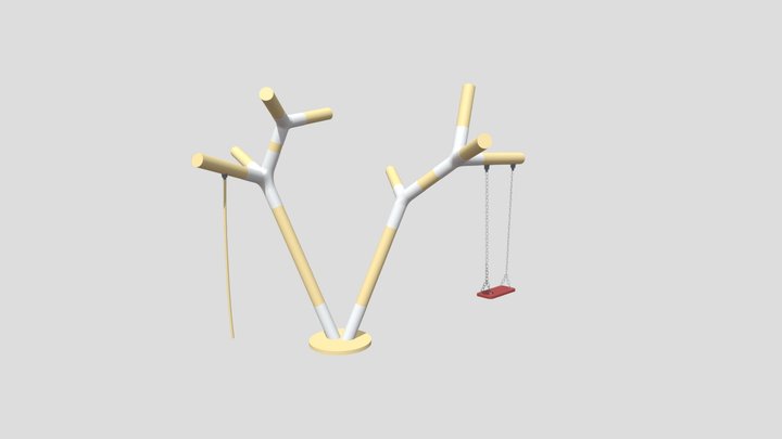 Tree swing wooden playground 3D Model