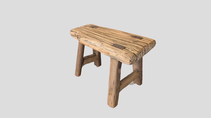 Rustic Wooden Step Stool RealityScan 3D Model