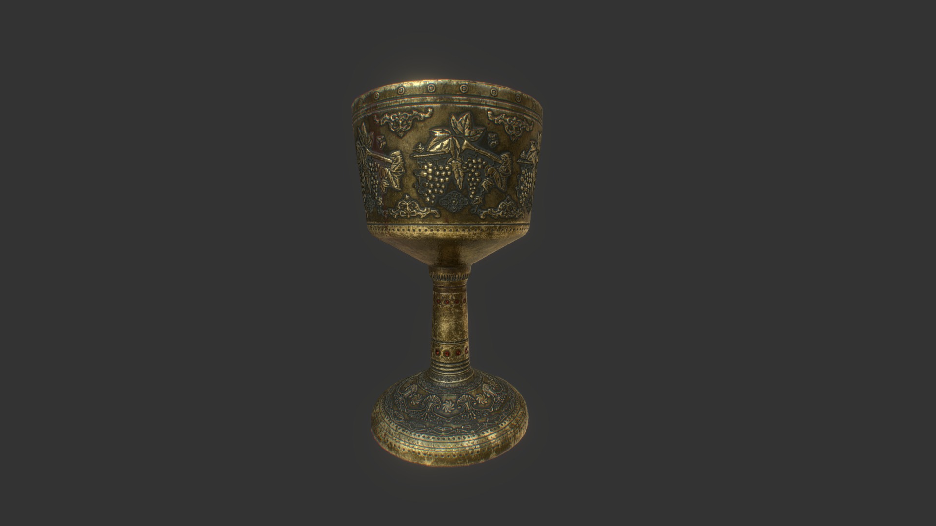3D model Old Goblet V3 - This is a 3D model of the Old Goblet V3. The 3D model is about a gold trophy with a black background.