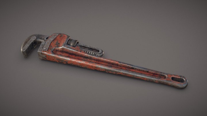 Heavy duty pipe wrench - Game ready model 3D Model